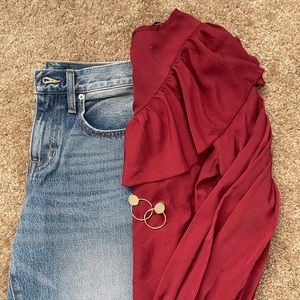 Shein maroon ruffle blouse. Size small.